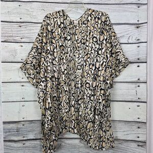 Cato Leopard Animal Print Sheer Kimono Cover Up One Size